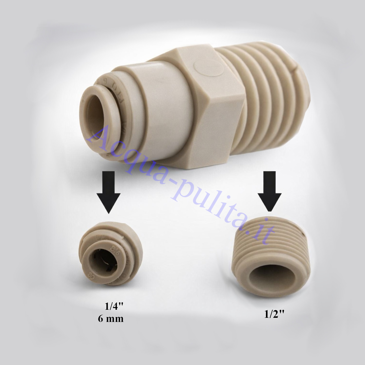 Raccordo filettatura 1/2" x 1/4" innesto rapido per acqua