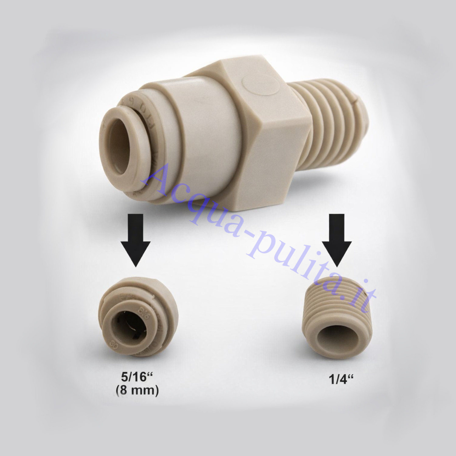Raccordo filettatura 5/16" x 1/4" innesto rapido per acqua
