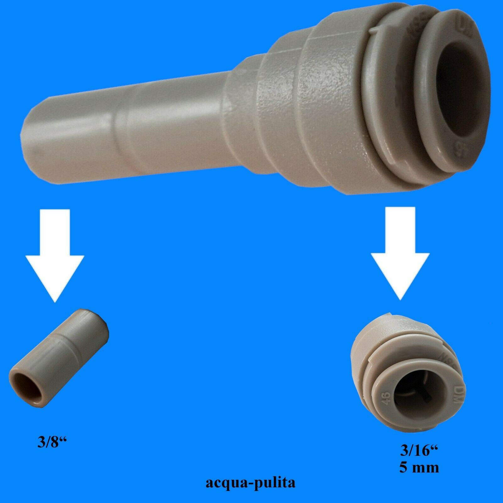 Riduzione 5mm codolo 3/8"x3/16" innesto rapido depuratore