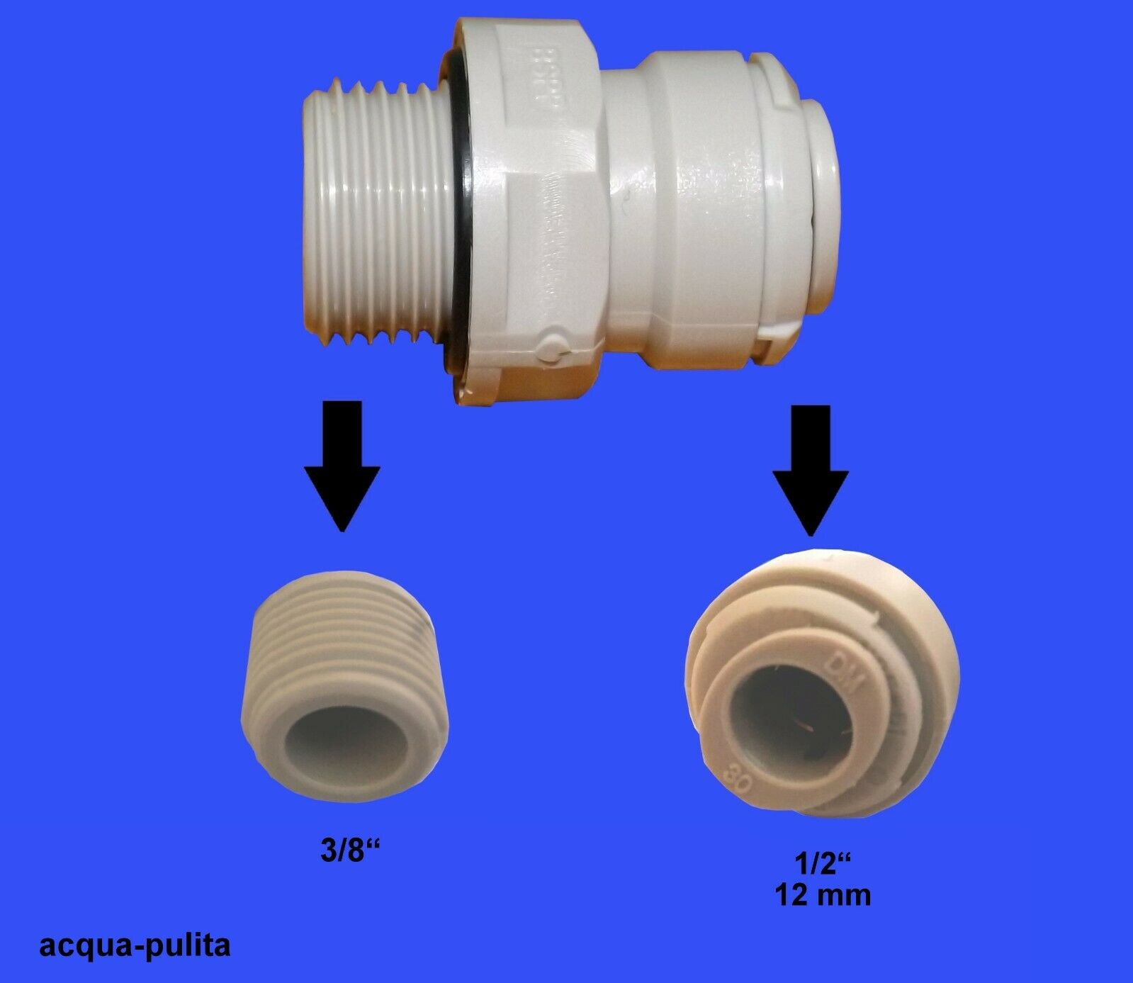 Raccordo filettatura 3/8" x 1/2" (tubo 12 mm) per acqua