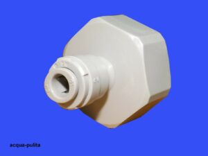 Raccorderia per impianti di depurazione ad osmosi inversa di ogni tipo e dimensione. Raccordo riduzione 3/4" femmina x 1/4" innesto rapido per depuratore d'acqua