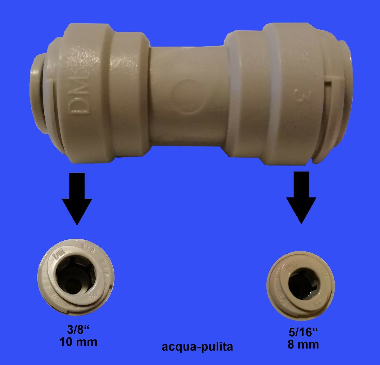 Riduzione 3/8"x5/16" (10mm x 8mm) innesto rapido per depuratore d'acqua