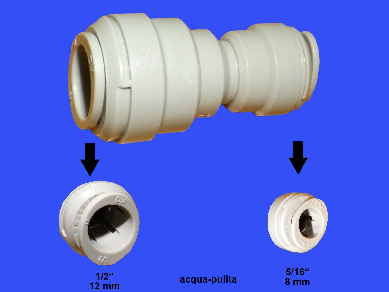 Riduzione 1/2"x5/16" (12mm x 8mm) innesto rapido per depuratore d'acqua