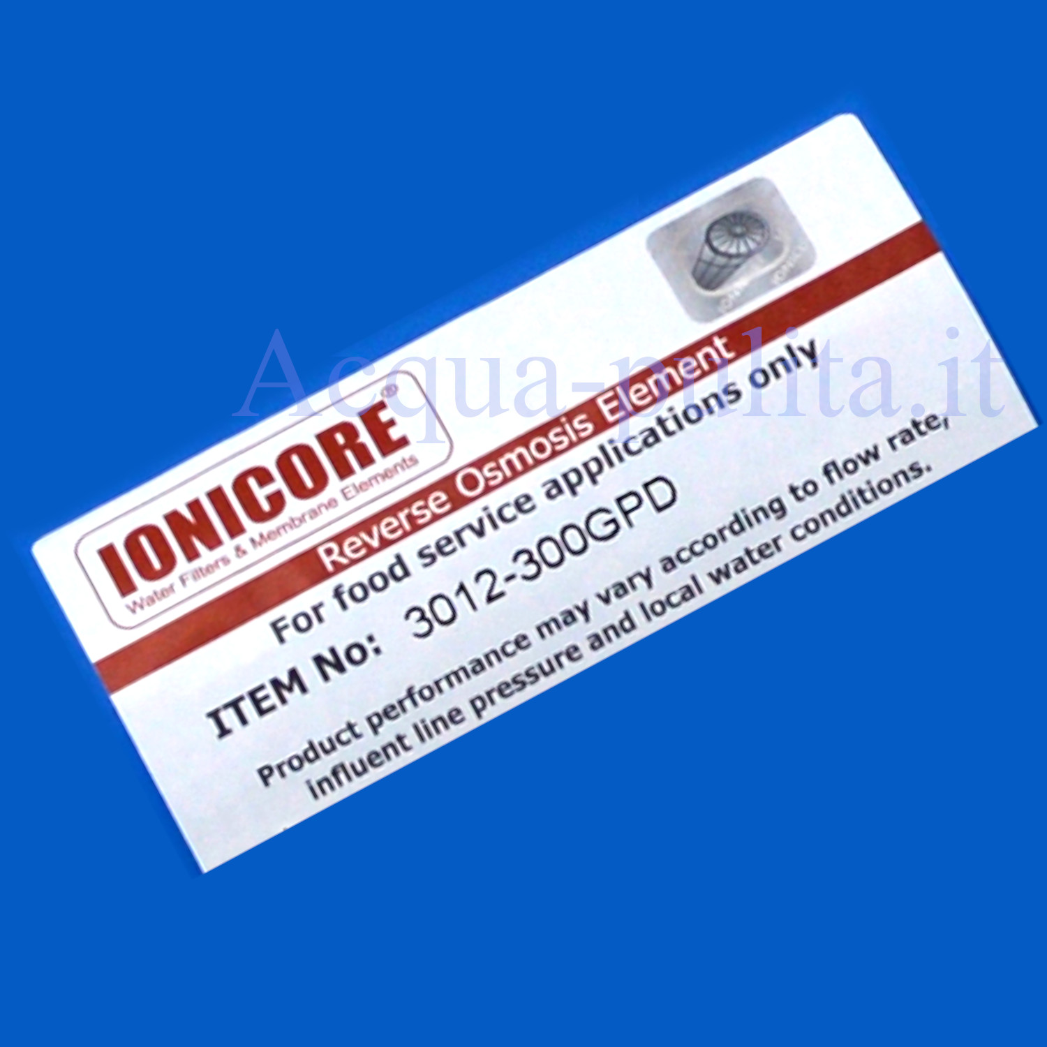 Membrana RO TFC 3012 300 GPD Ionicore ad osmosi inversa in spirale avvolta ad alta reiezione e portata