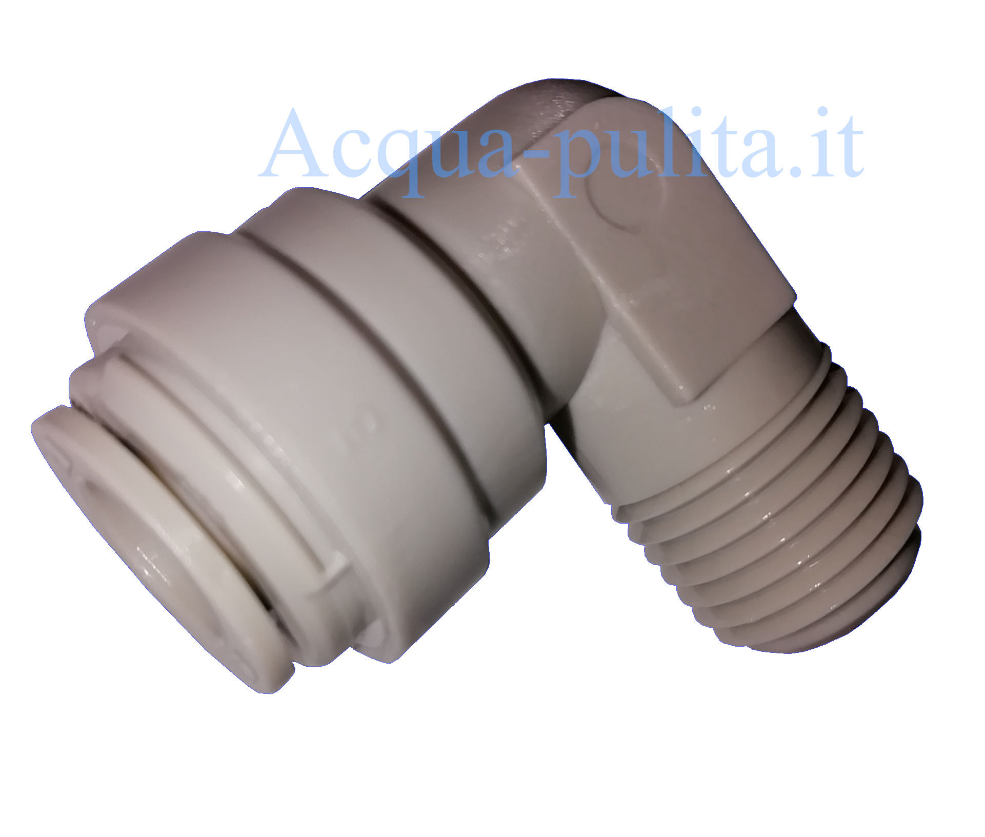 Raccordo a gomito con filettatura 1/8" x innesto rapido da 3/16" (5 mm)