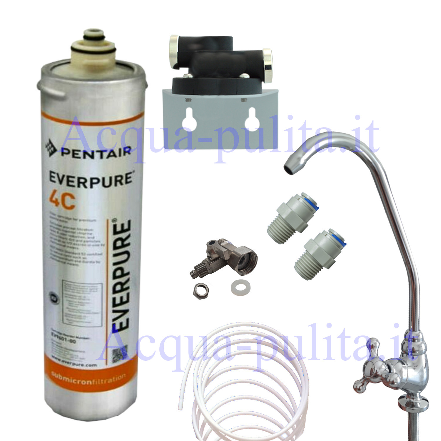 KIT FILTRAZIONE EVERPURE 4C EV960112 FILTRO CON RUBINETTO 1 VIA ACQUA DEPURATA e kit completo installazione