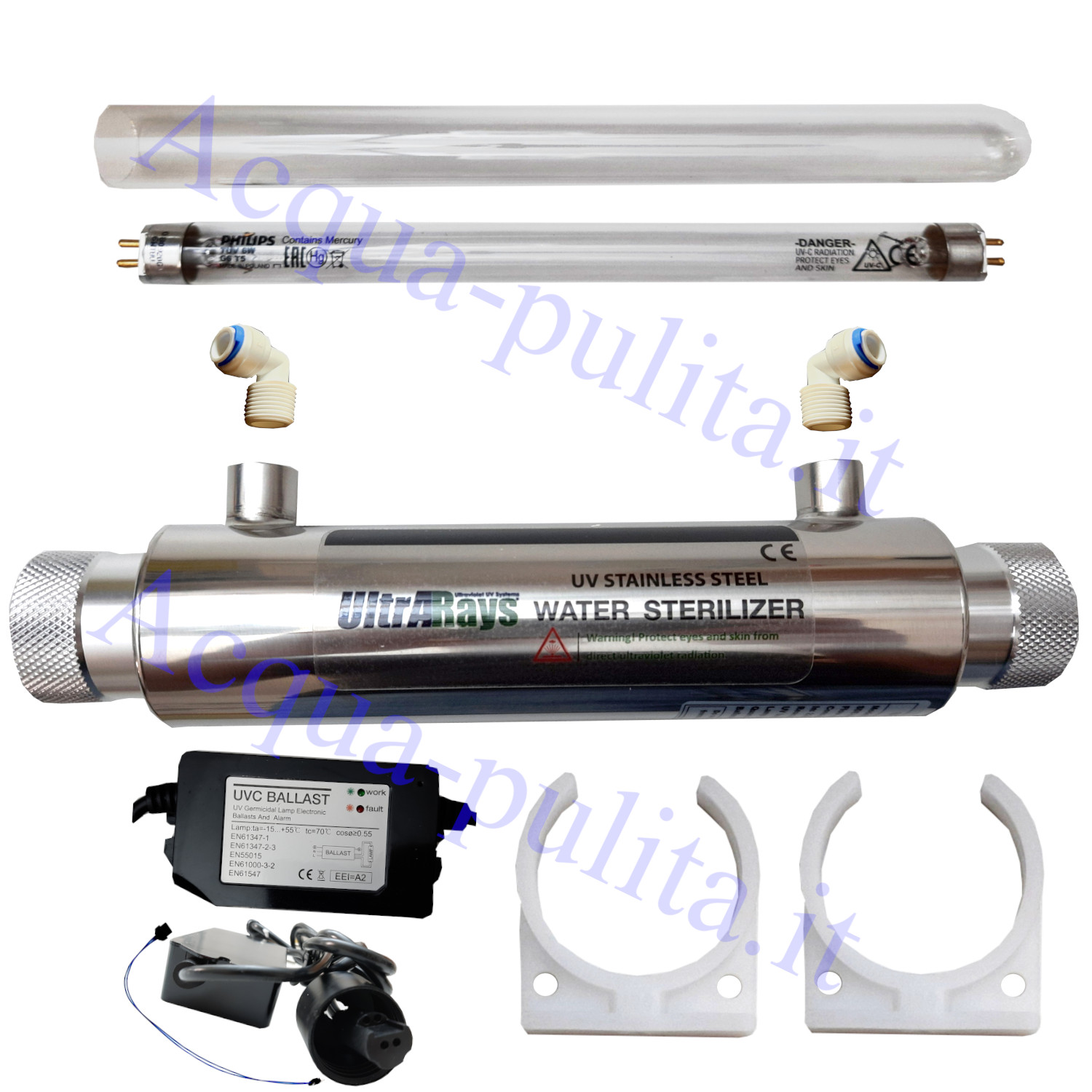 Kit completo UV watt portalampada, lampada uv philips e trasformatore UV