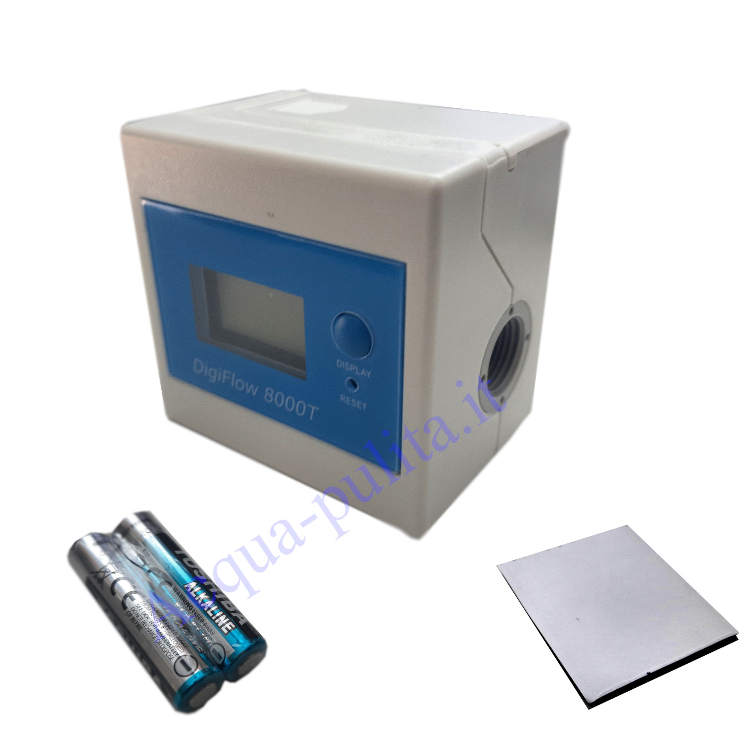 Contalitri acqua Digiflow 8000T con allarme sonoro: Permette di misurare il passaggio dell'acqua in litri / galloni o di controllare il tempo trascorso.