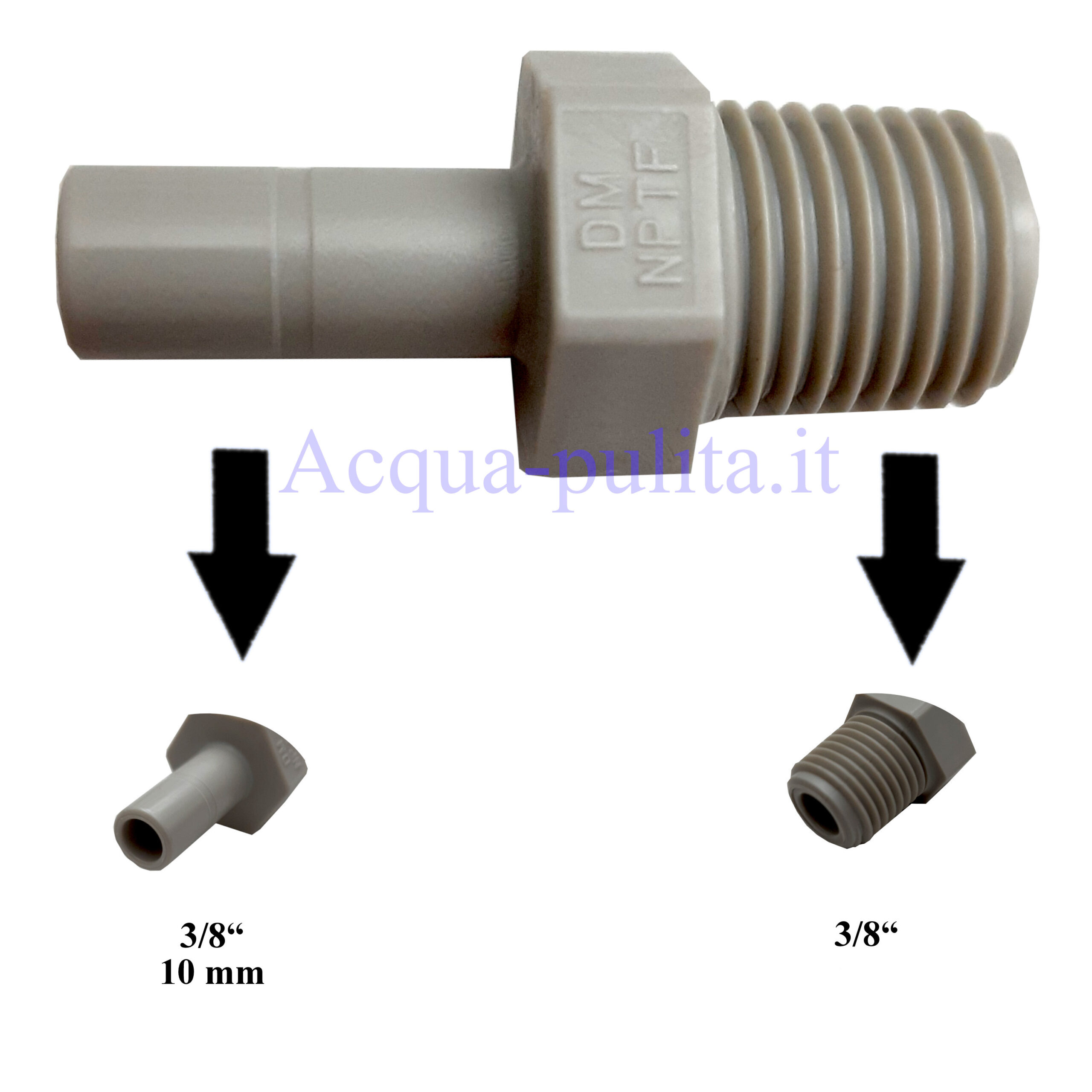 Raccordo 3/8" codolo x 3/8" filettatura per Depuratore