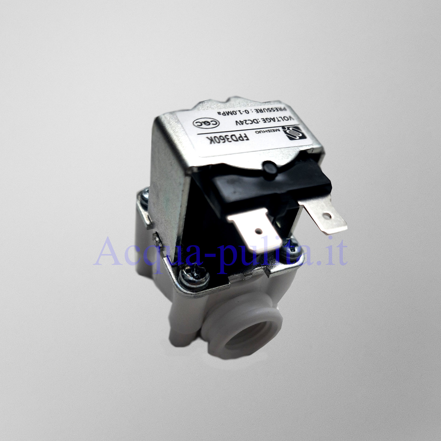 Elettrovalvola 24V DC con ingresso e uscita filettatura femmina da 1/4". Pressione: 0-1.0 MPa.