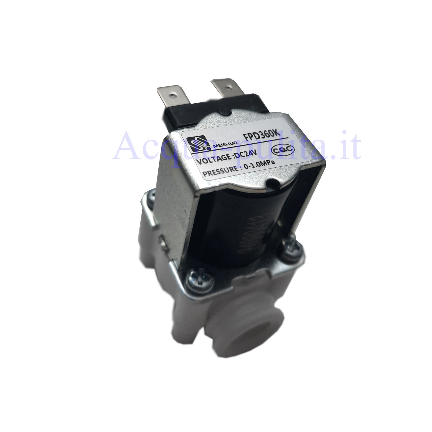 Elettrovalvola 24V DC con ingresso e uscita filettatura femmina da 1/4". Pressione: 0-1.0 MPa.