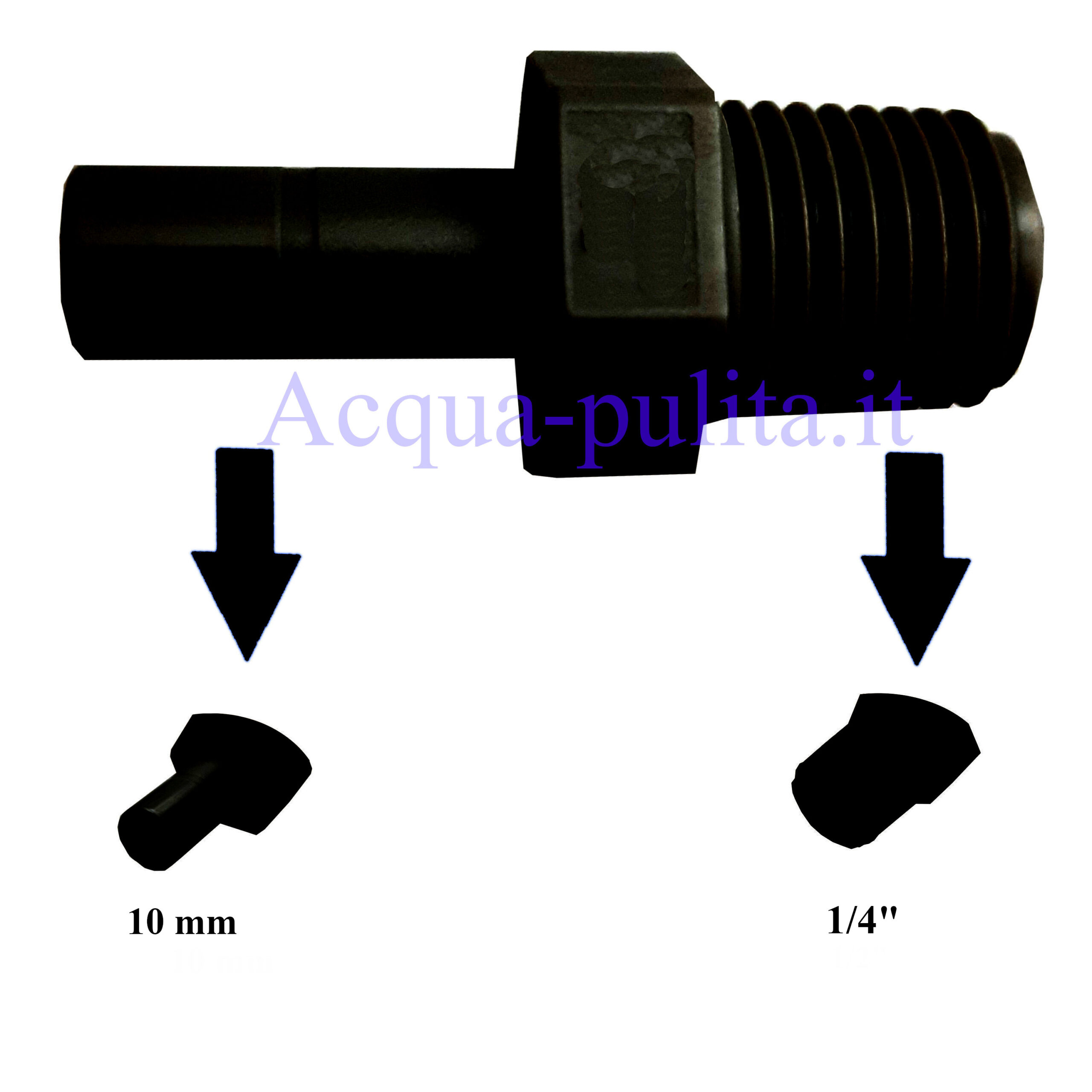 Raccordo Dritto codolo 10MM x filettatura 1/4″ per Acqua
