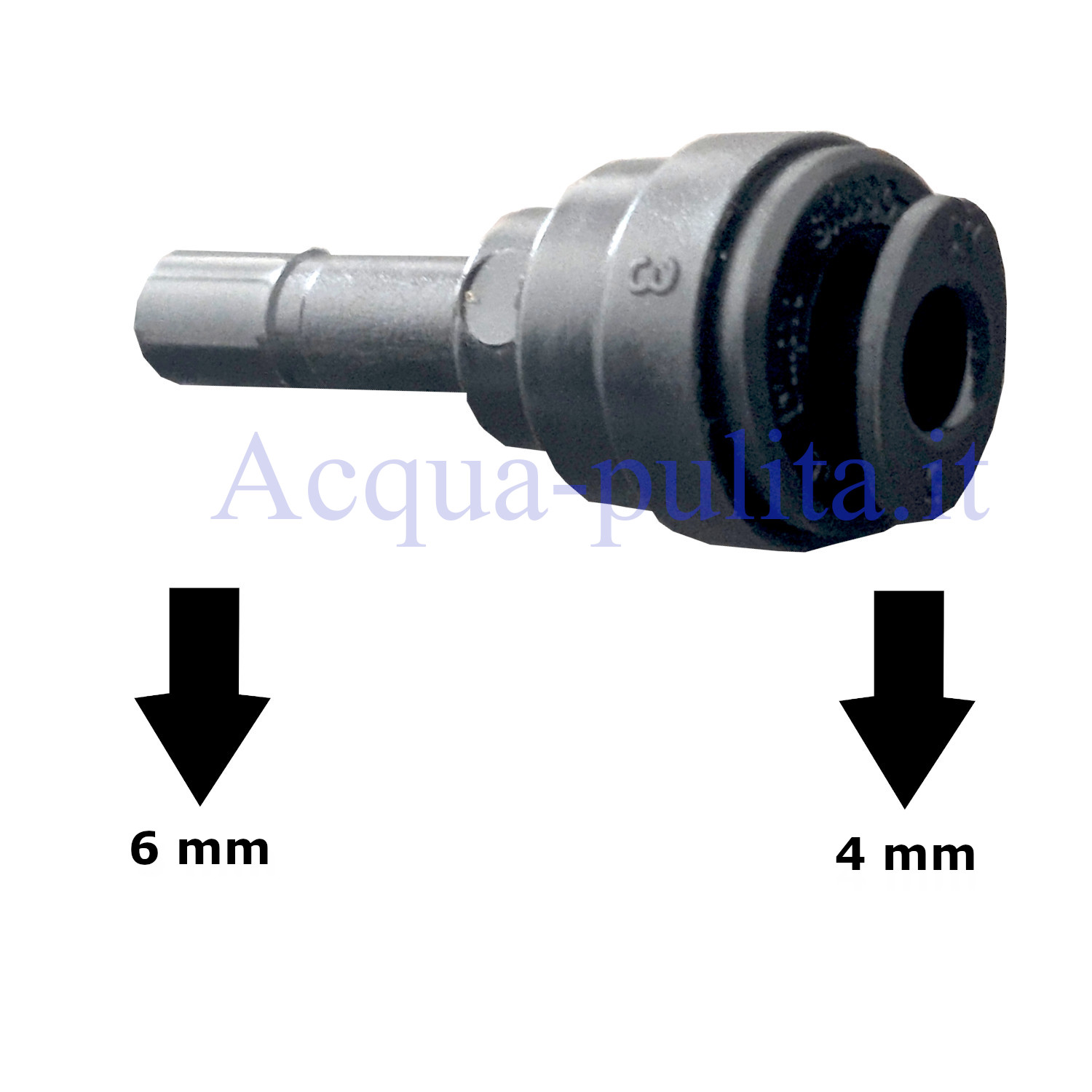 Riduzione codolo 6 mm x innesto rapido 4 mm per acqua