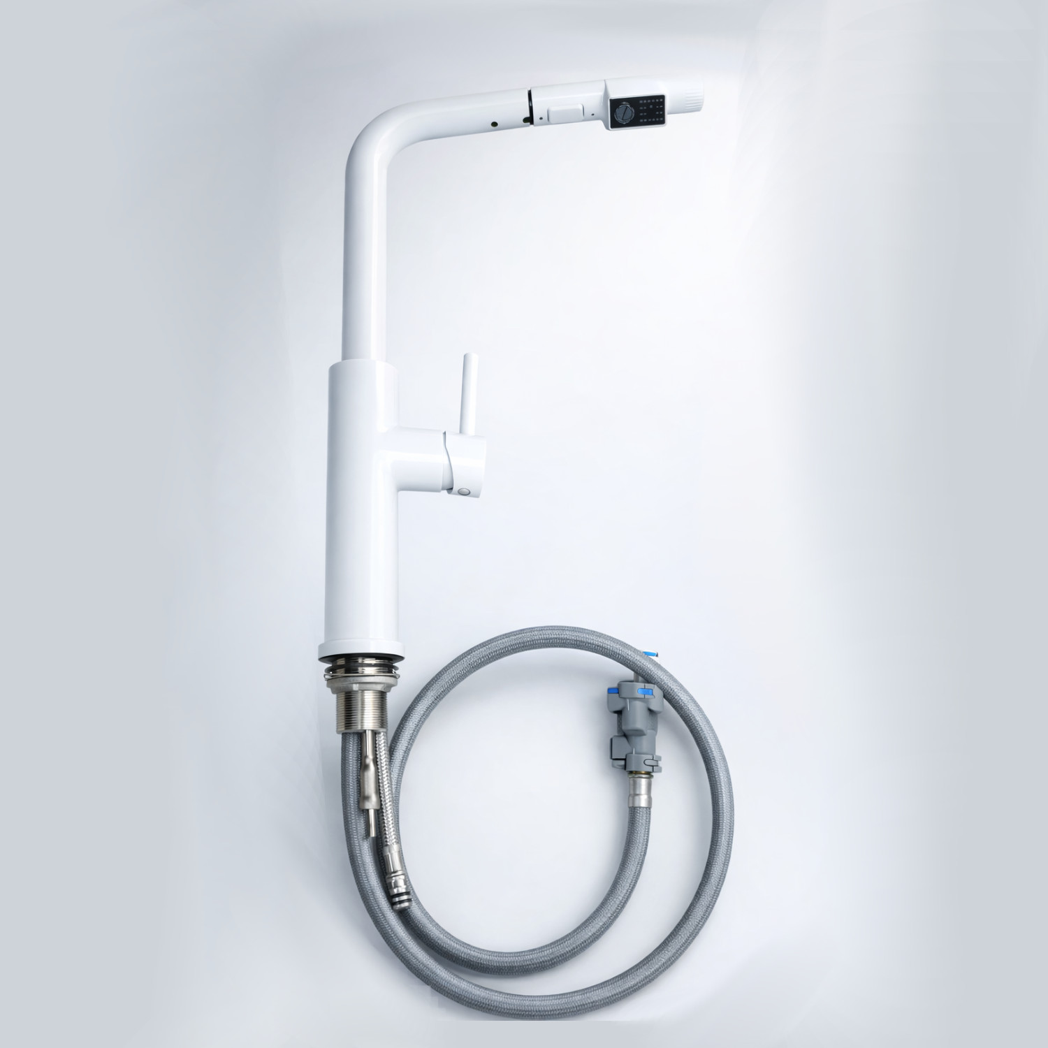 Rubinetto a 3 vie doccetta estraibile modello 0107 bianco