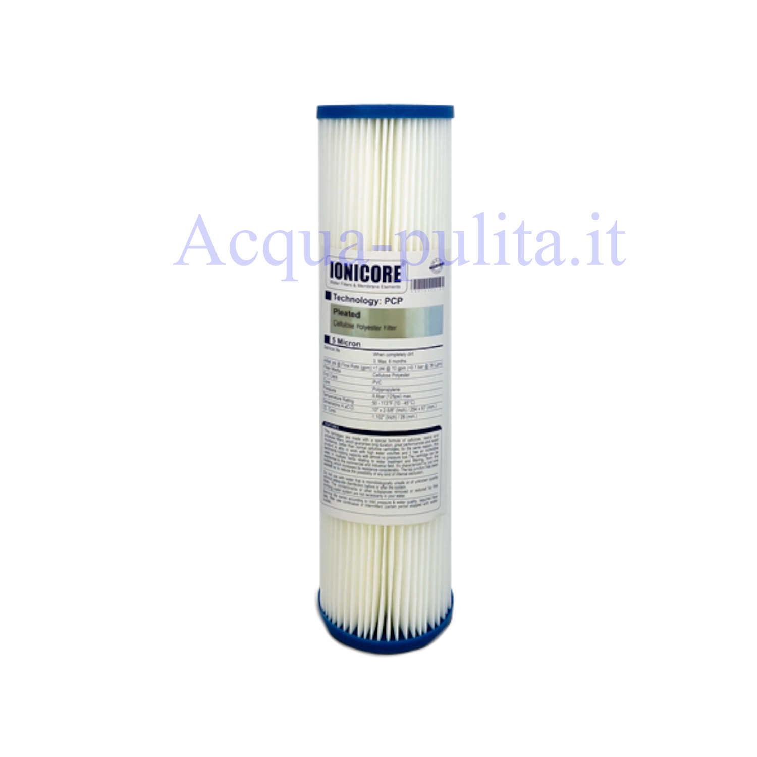Filtro 1 micron 10" Poliestere plissettato Ionicore
