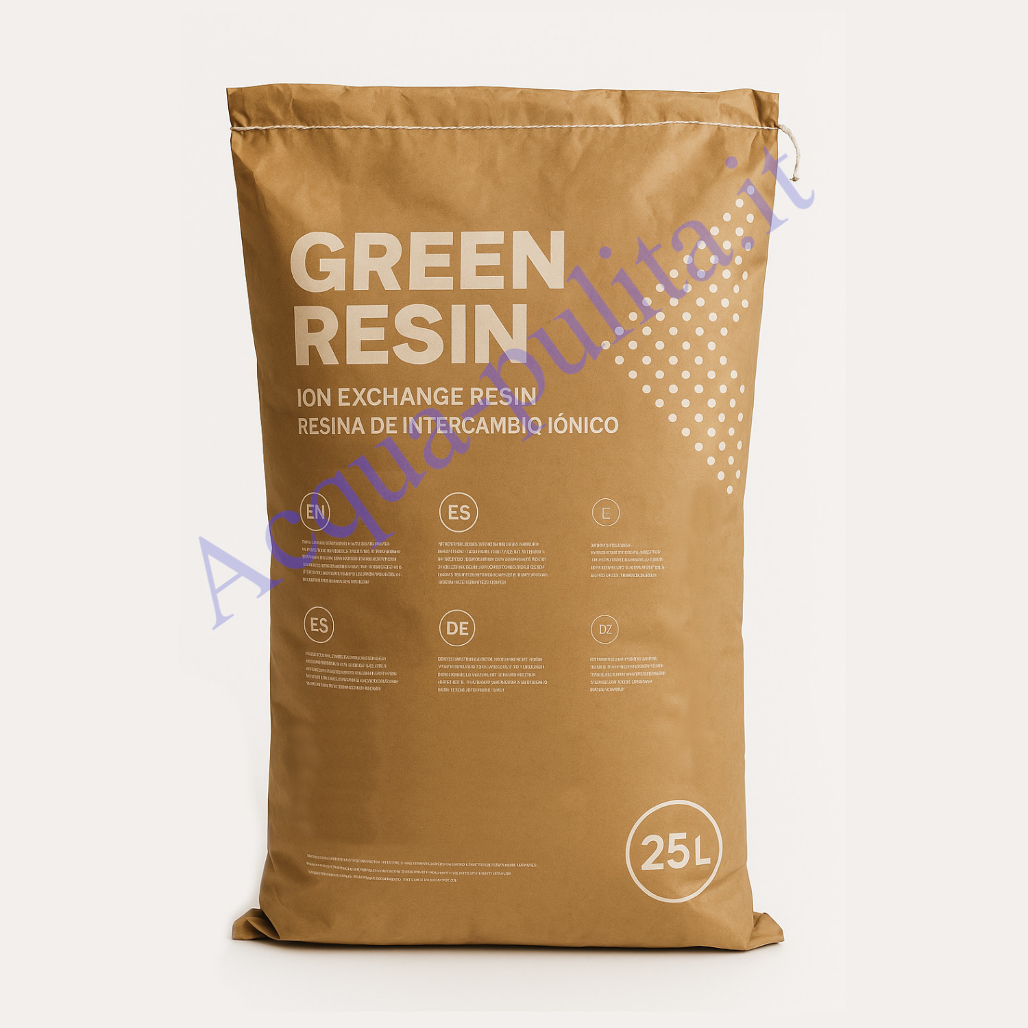 Green Resin sacchi resina cationica forte per addolcimento 25 l. Eterosferica