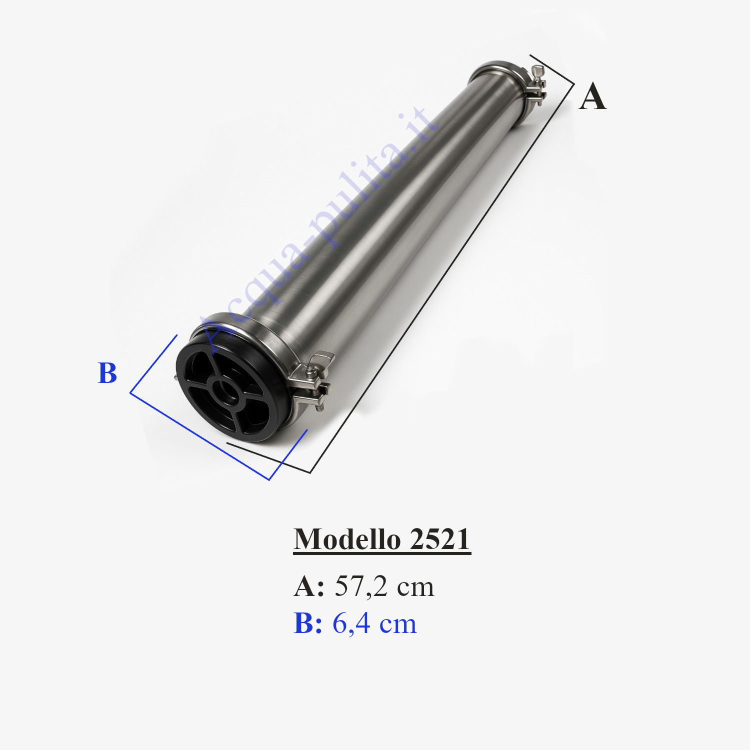 Contenitore Housing per membrana osmosi 2521 x 1 - 300psi SS304 Ionicore Water Filters 2,5"