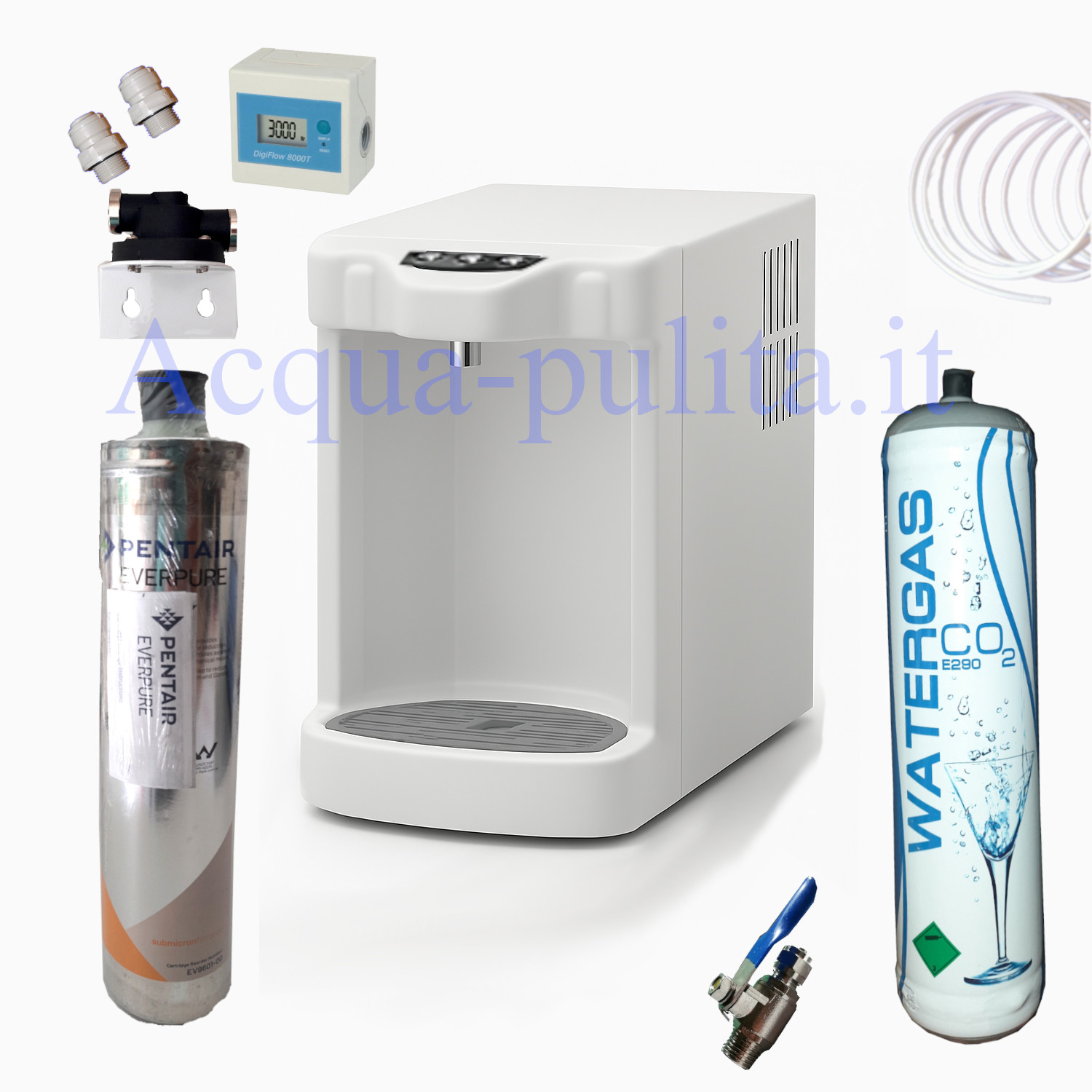 Aquais 90 refrigeratore sopra banco 3 vie per produrre acqua fredda + acqua a temperatura ambiente + acqua frizzante fredda 