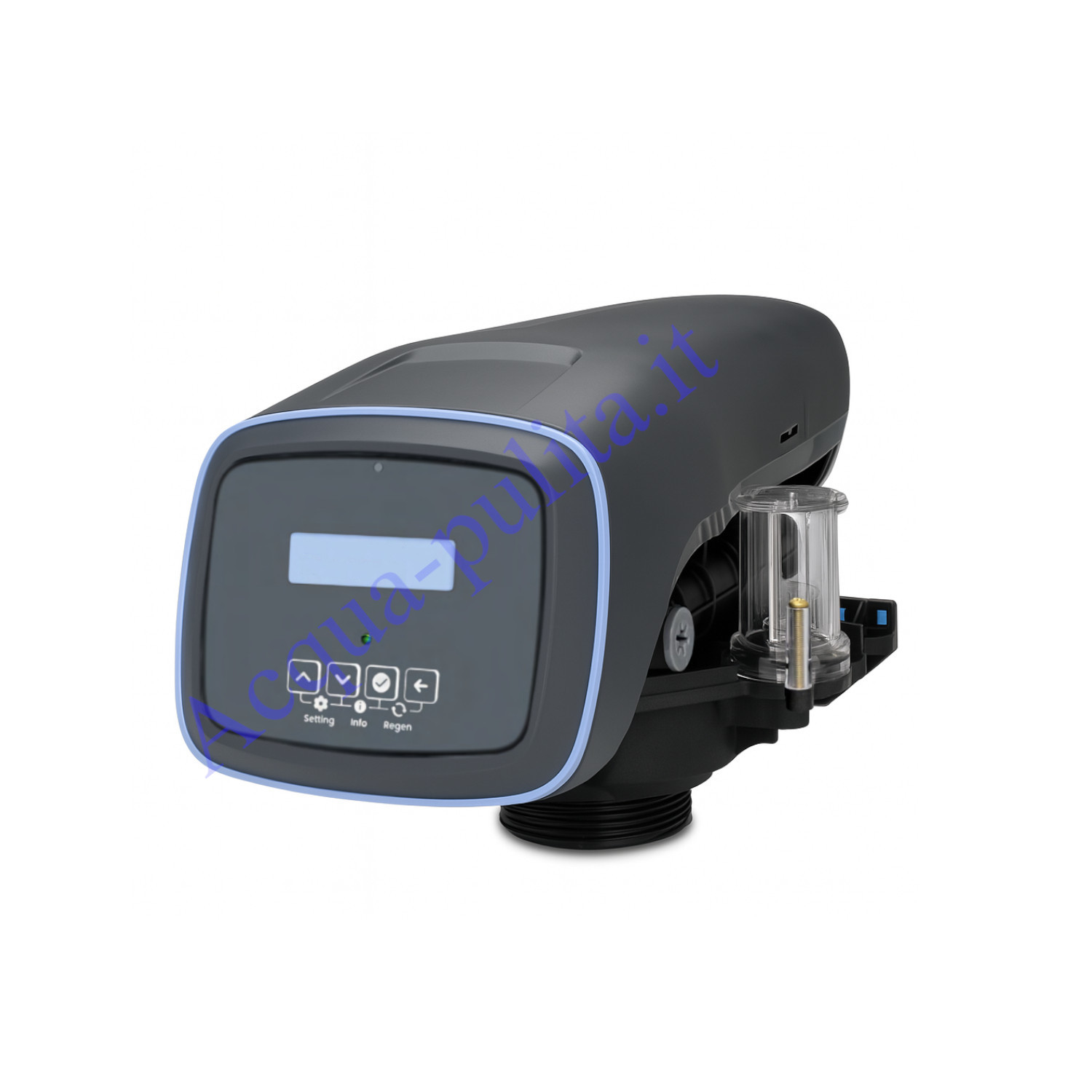 Valvola Autotrol 255 Easy-IQ a tempo da 1" tempo con iniettore e tappo da 7", senza by-pass. Testata per addolcitori d'acqua