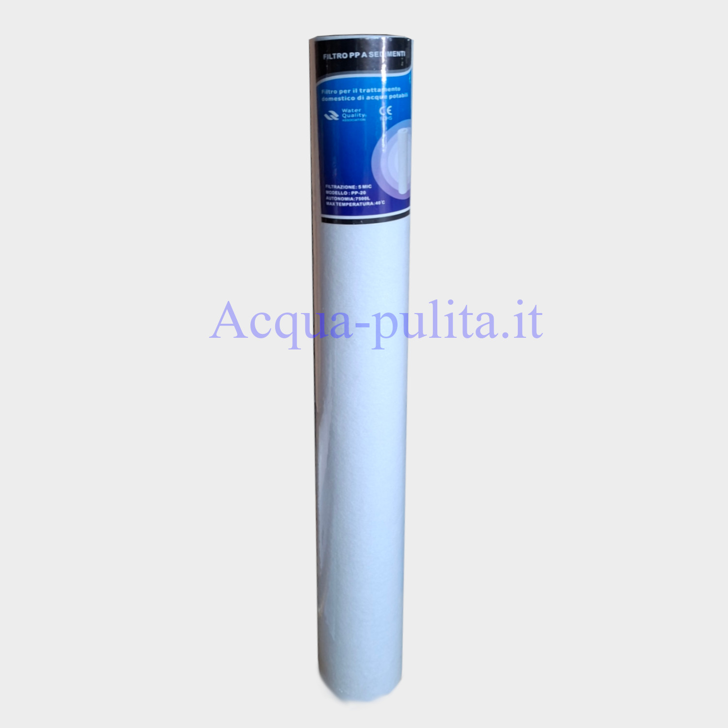 Filtro da 20" a sedimenti da 5 micron in polipropilene alimentare.