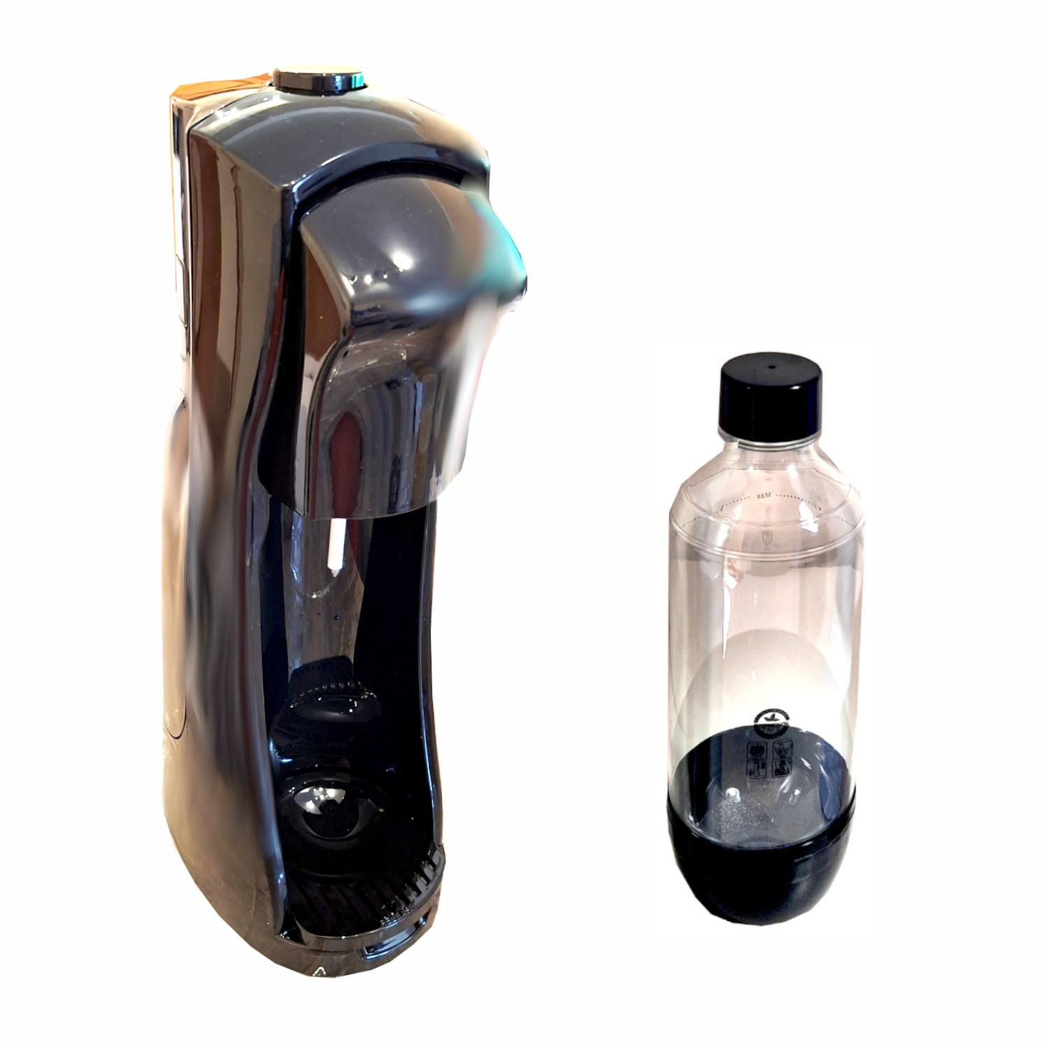 Gasatore da tavolo nero per rendere la tua acqua frizzante completo di bombola Co2 e bottiglia in PET