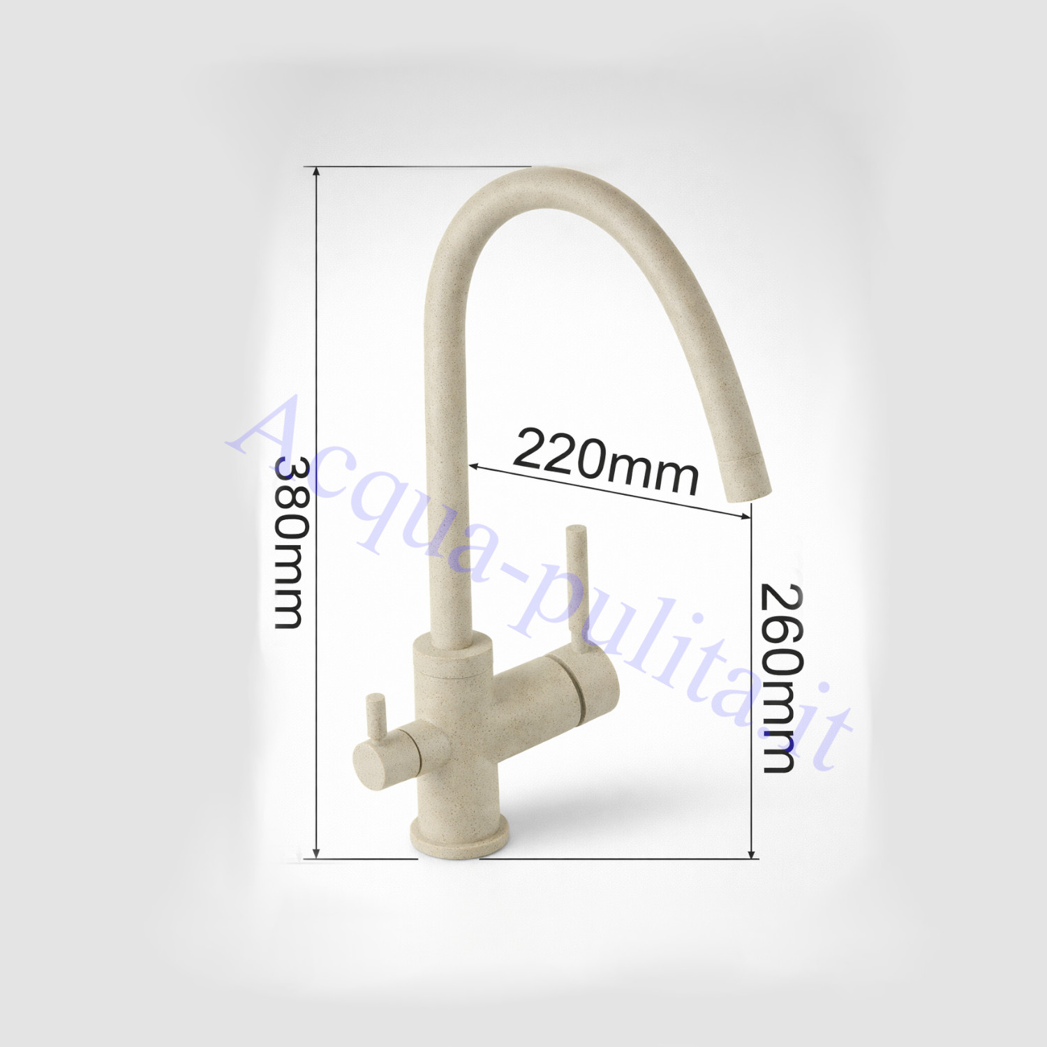 Rubinetto miscelatore a 3 vie 3009 colore avena - fragranite per acqua calda, acqua fredda e acqua depurata per d'epuratore d'acqua. Completo di flessibili