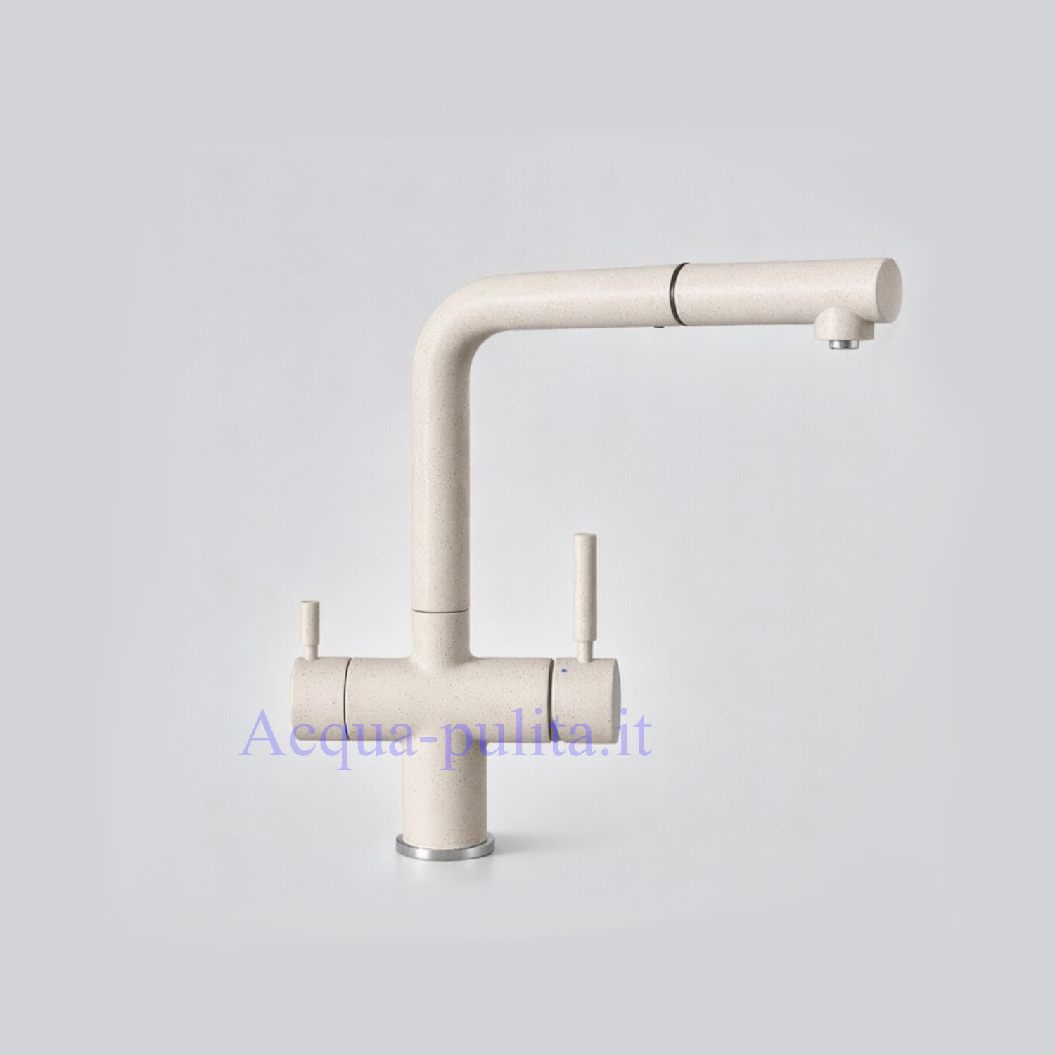 Rubinetto miscelatore a 3 vie 3008 colore avena - fragranite per acqua calda, acqua fredda e acqua depurata con doccetta estraibile. Completo di flessibili