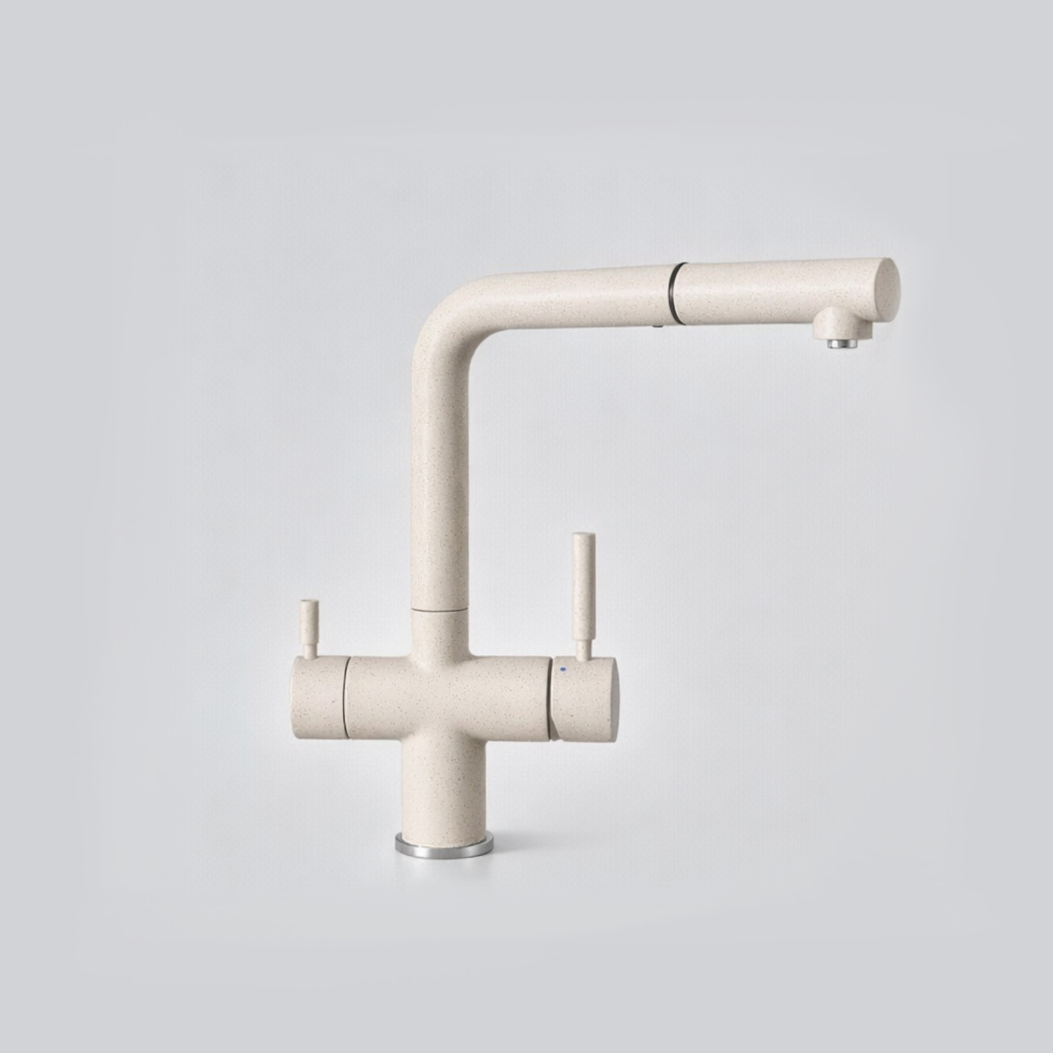 Rubinetto miscelatore a 3 vie 3008 colore avena - fragranite per acqua calda, acqua fredda e acqua depurata con doccetta estraibile. Completo di flessibili