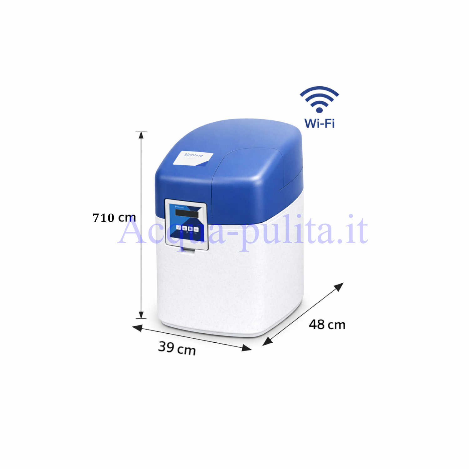 Addolcitore 15 litri Slimline Pentair a corpo unico completo di valvola by-pass e resine, collegabile al wi-fi per poterlo monitorare tramite APP da remoto.