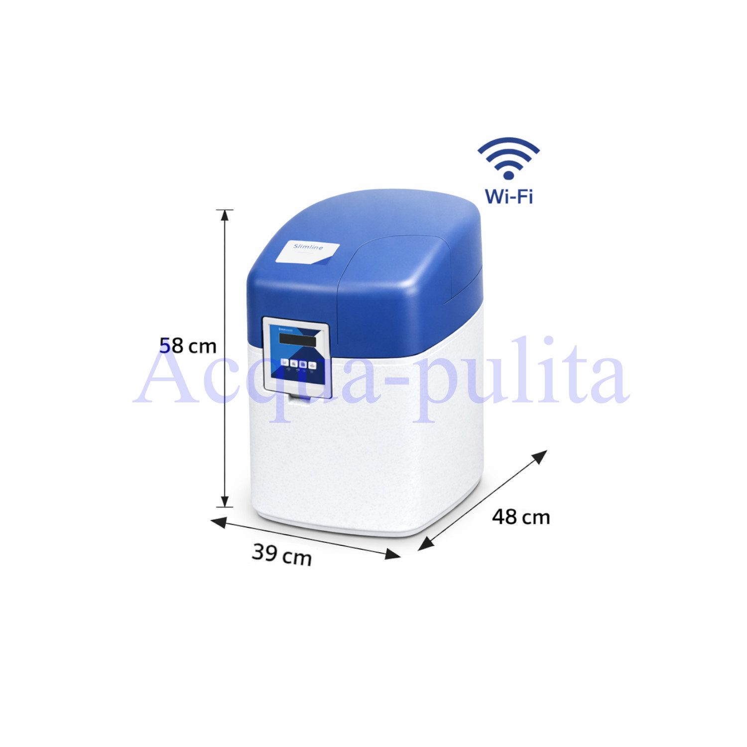 Addolcitore 12 litri Slimline Pentair a corpo unico completo di valvola by-pass e resine, collegabile al wi-fi per poterlo monitorare tramite APP da remoto.