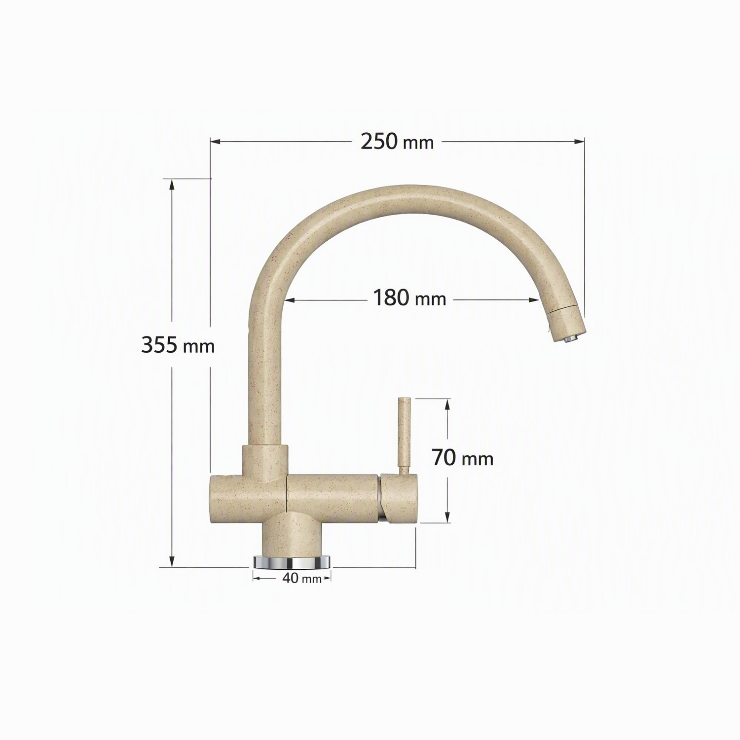 Rubinetto miscelatore a 3 vie 4008 colore avena - fragranite per acqua calda, fredda e acqua depurata sottofinestra pieghevole. Completo di flessibili