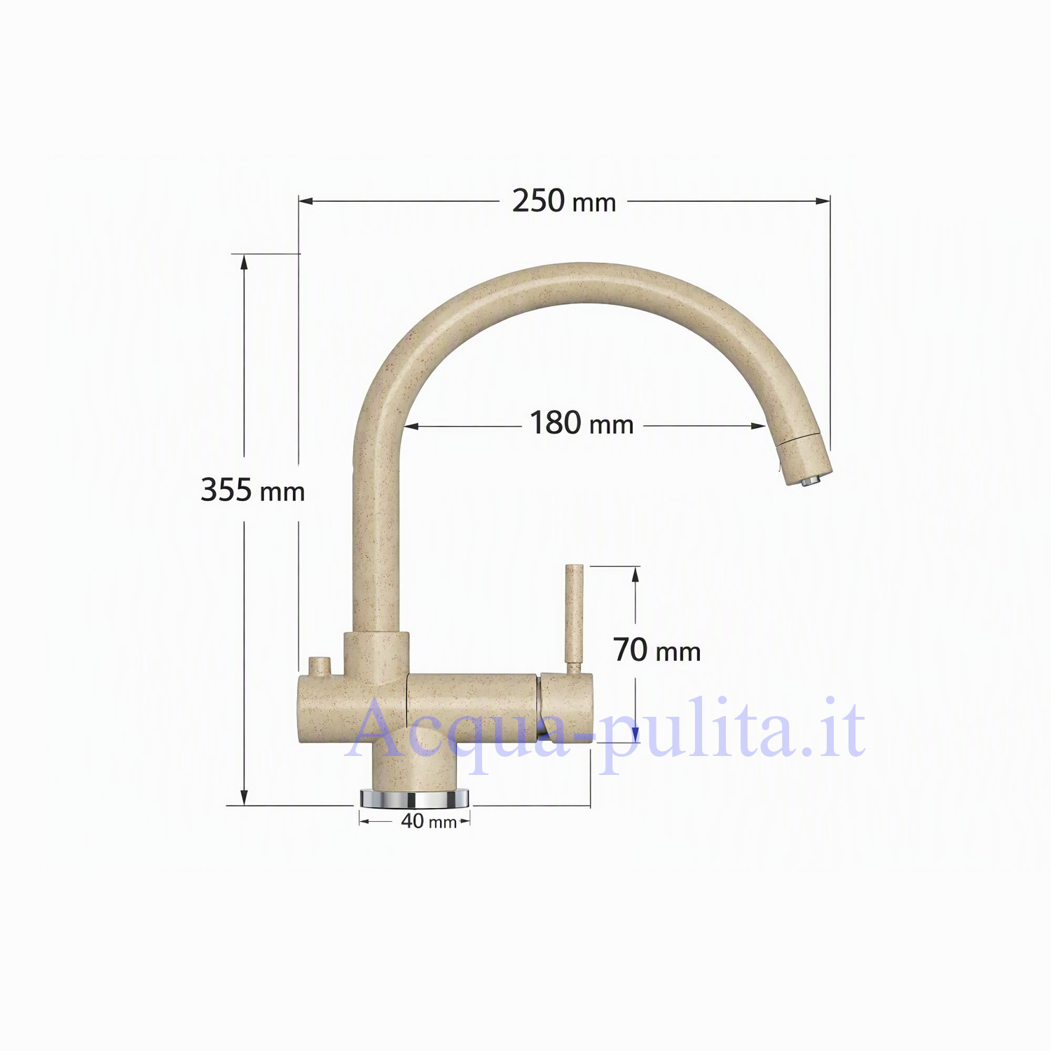 Rubinetto miscelatore a 3 vie 4008 colore avena - fragranite per acqua calda, fredda e acqua depurata sottofinestra. Completo di flessibili