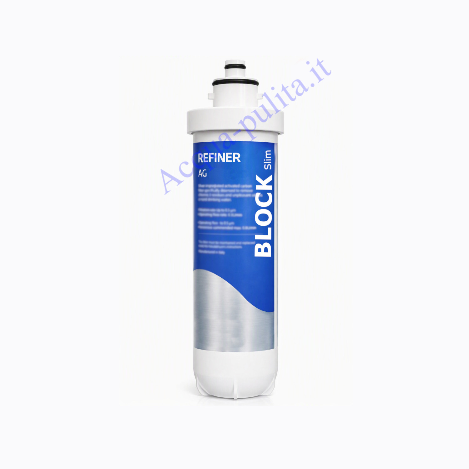 Filtro di ricambio Refiner BLOCK AG antimicrobico carbon block Slim 0,5 micron con attacco a baionetta per una sostituzione facile e rapida