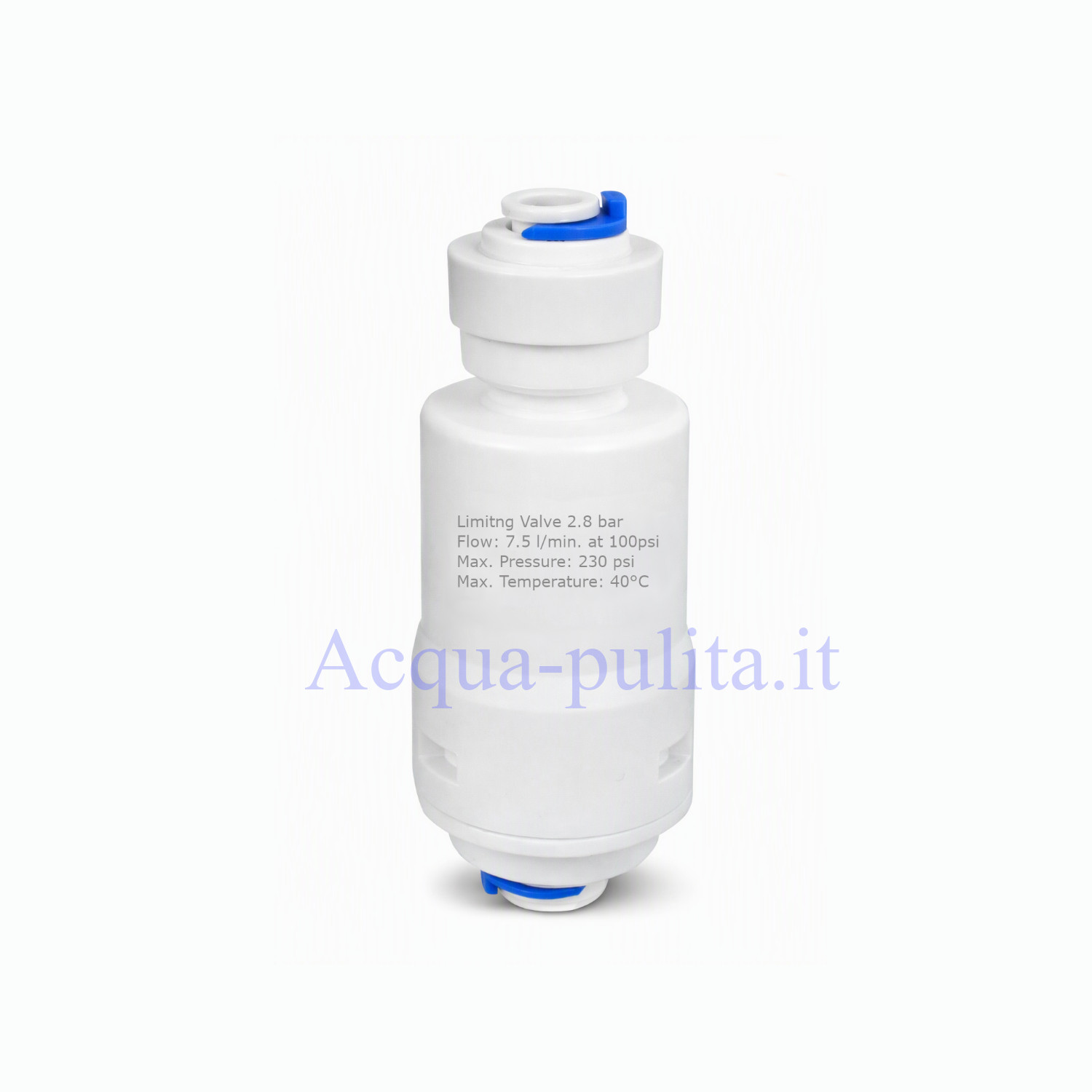 Valvola limitatore di pressione acqua 1/4" innesto rapido (4,8bar / 70psi). Con attacchi ad innesto rapido da 1/4" per tubo da 6mm