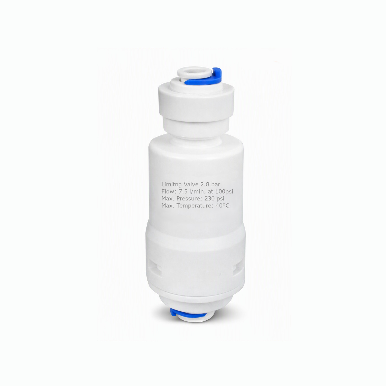 Valvola limitatore di pressione acqua 1/4" innesto rapido (4,8bar / 70psi). Con attacchi ad innesto rapido da 1/4" per tubo da 6mm